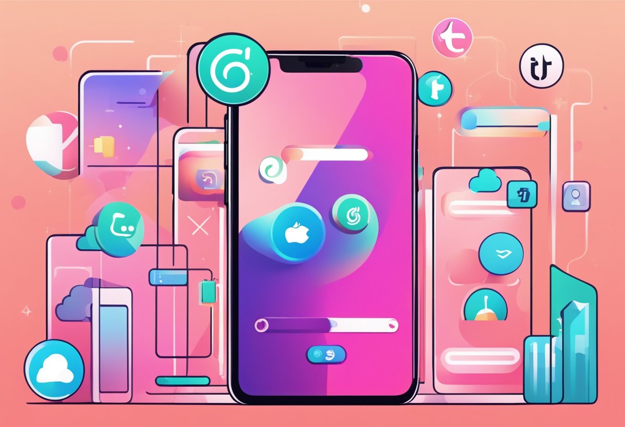 A smartphone with the TikTok app open, surrounded by icons of the top 5 sites for increasing views